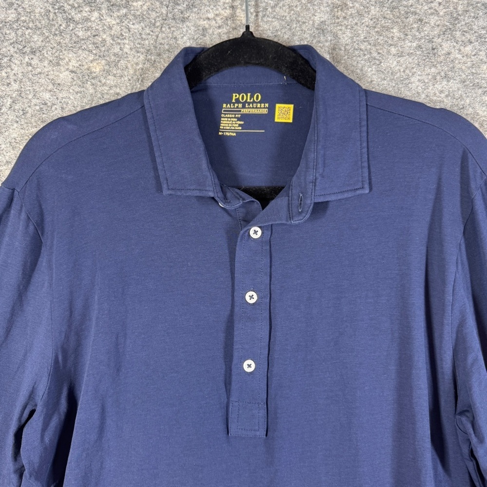 Polo Ralph Lauren Performance Navy Long Sleeve Polo Shirt Men’s M Classic Fit - Picture 3 of 14